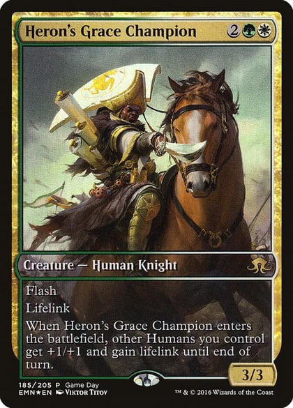 Heron's Grace Champion, Game Day & Store Championship Promos 185