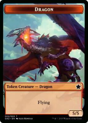 Dragon // Dinosaur Double-Sided Token, Magic Game Night 2019 2 // 3