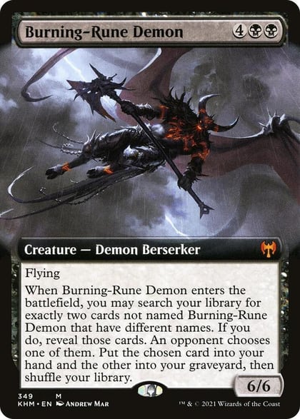Burning-Rune Demon (Extended Art), Kaldheim 349