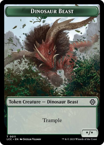 Dinosaur Beast // Dinosaur Double-Sided Token, Commander: The Lost Caverns of Ixalan 11 // 10