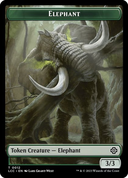 Elephant // Dinosaur Double-Sided Token, Commander: The Lost Caverns of Ixalan 12 // 10