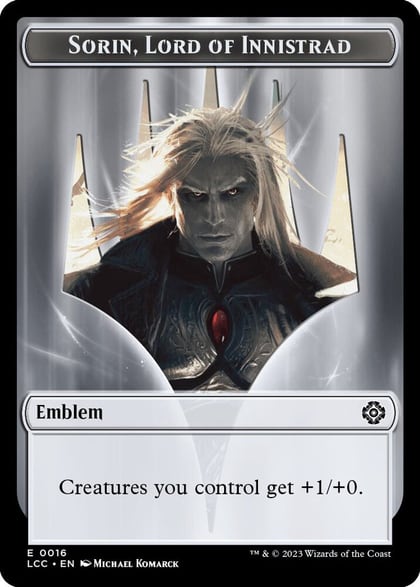 Emblem - Sorin, Lord of Innistrad // Vampire (0004) Double-Sided Token, Commander: The Lost Caverns of Ixalan 16 // 4