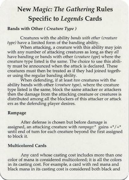 Legends Rules Card, Legends P270089