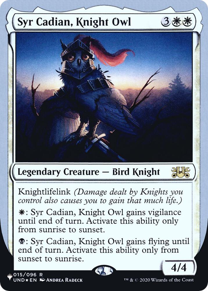 Syr Cadian, Knight Owl, The List Reprints 015/096