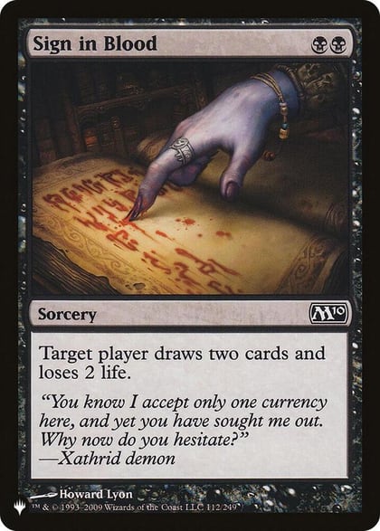 Sign in Blood (M10), The List Reprints 112/249