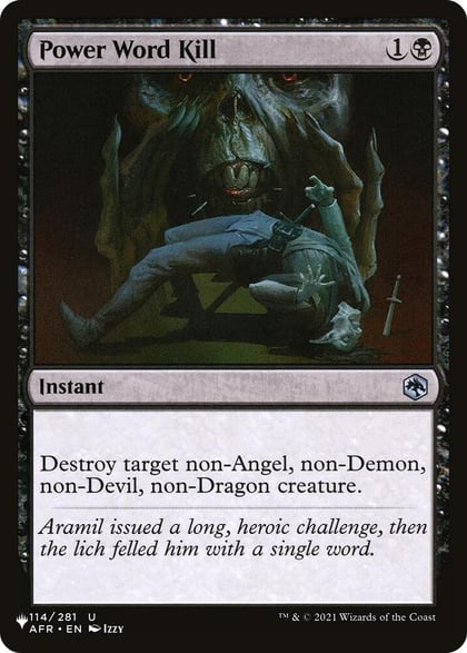 Power Word Kill, The List Reprints 114/281