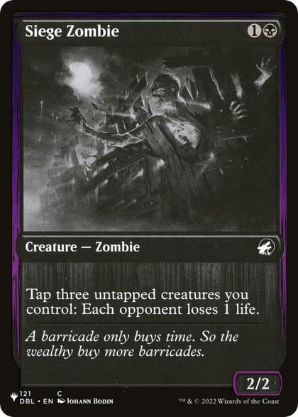 Siege Zombie, The List Reprints 121