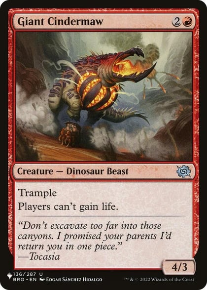 Giant Cindermaw, The List Reprints 136/012