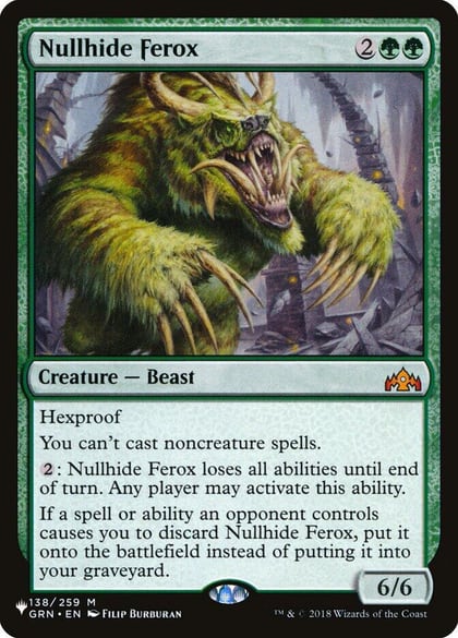 Nullhide Ferox, The List Reprints 138/259