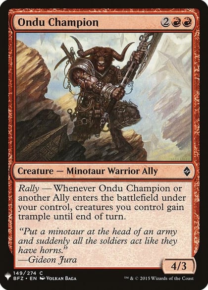 Ondu Champion, The List Reprints 149