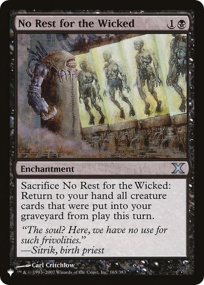 No Rest for the Wicked, The List Reprints 165/383