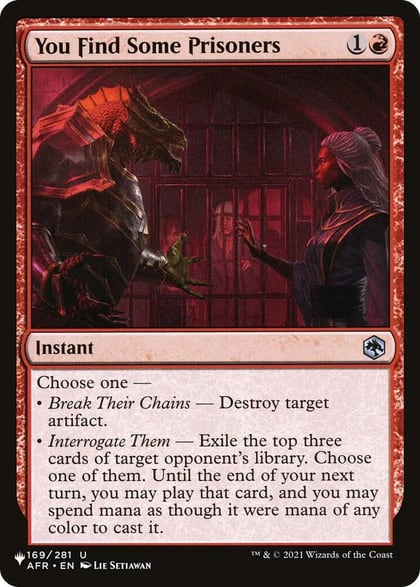 You Find Some Prisoners, The List Reprints 169/281