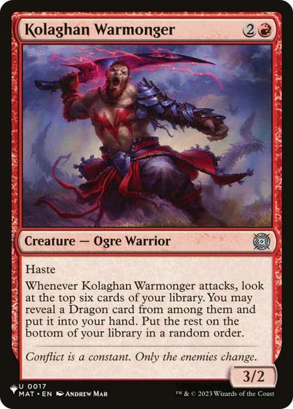 Kolaghan Warmonger, The List Reprints 17
