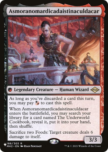 Asmoranomardicadaistinaculdacar, The List Reprints 186/303