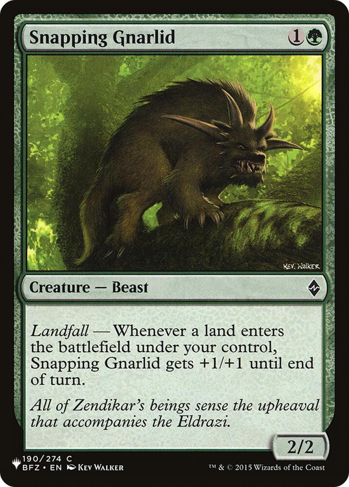 Snapping Gnarlid, The List Reprints 190