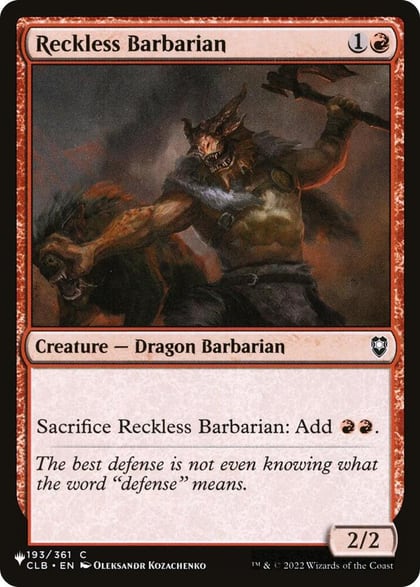 Reckless Barbarian, The List Reprints 193/361