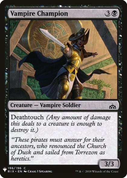 Vampire Champion, The List Reprints 198