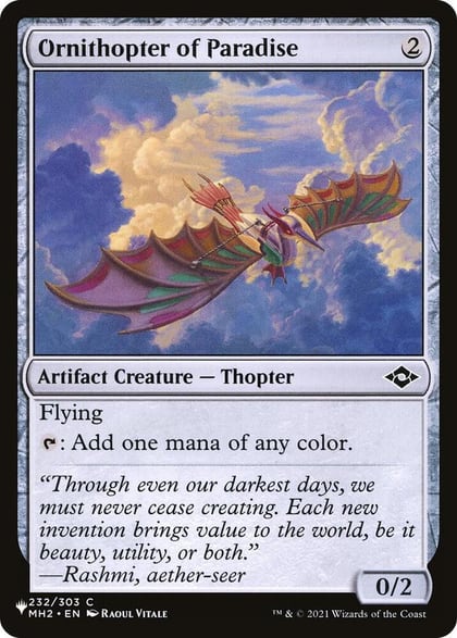 Ornithopter of Paradise, The List Reprints 232/303