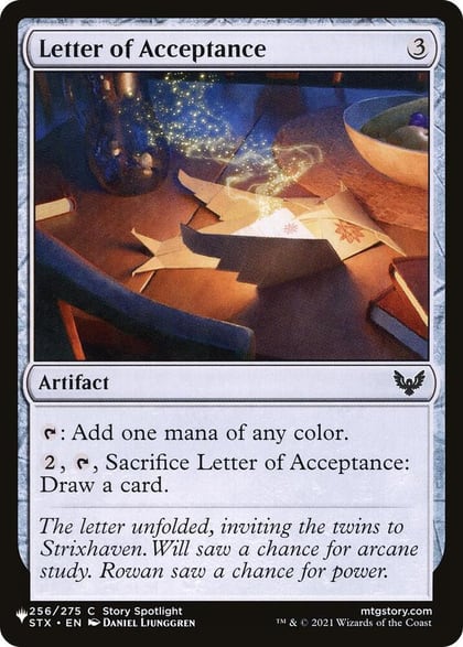 Letter of Acceptance, The List Reprints 256/275