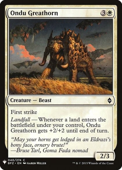 Ondu Greathorn, The List Reprints 40
