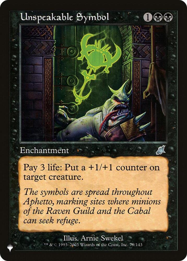 Unspeakable Symbol, The List Reprints 79/143