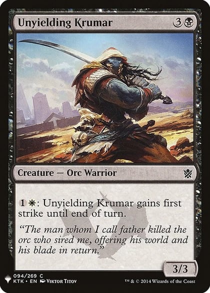 Unyielding Krumar, The List Reprints 94