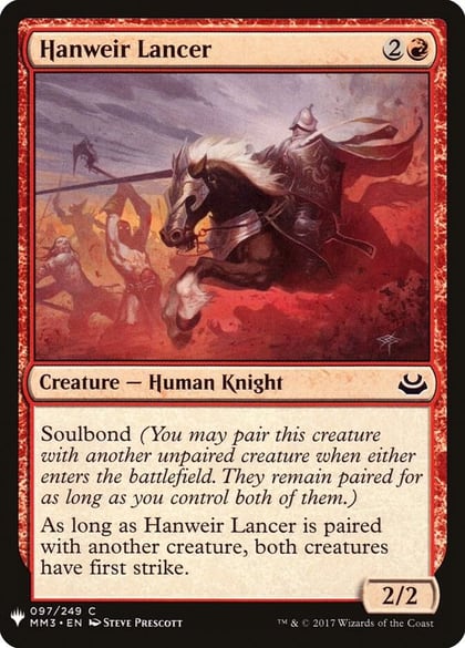 Hanweir Lancer, The List Reprints 97