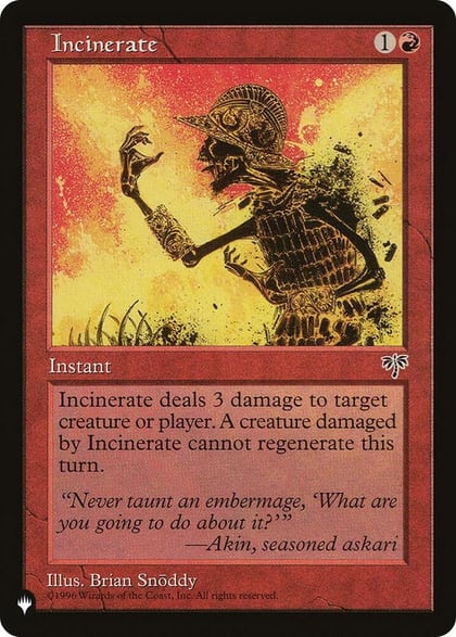 Incinerate, The List Reprints #583372