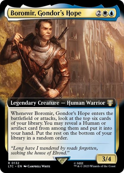 Boromir, Gondor's Hope (Extended Art), Commander: The Lord of the Rings: Tales of Middle-earth 132