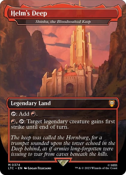 Helm's Deep - Shinka, the Bloodsoaked Keep (Borderless), Commander: The Lord of the Rings: Tales of Middle-earth 374