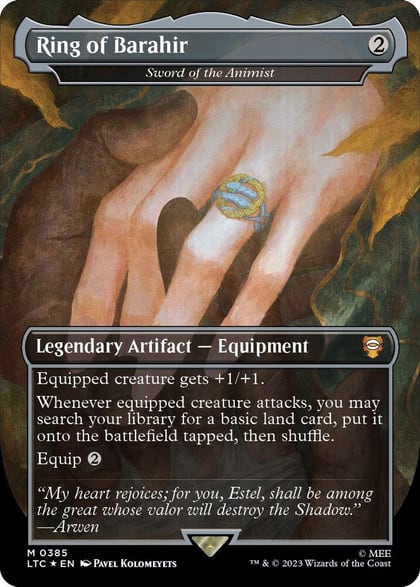 Ring of Barahir - Sword of the Animist (Borderless) (Surge Foil), Commander: The Lord of the Rings: Tales of Middle-earth 385