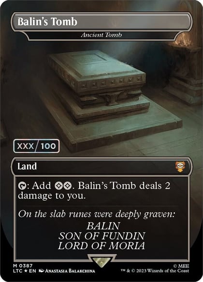 Balin's Tomb - Ancient Tomb (Borderless) (Serial Numbered), Commander: The Lord of the Rings: Tales of Middle-earth 387