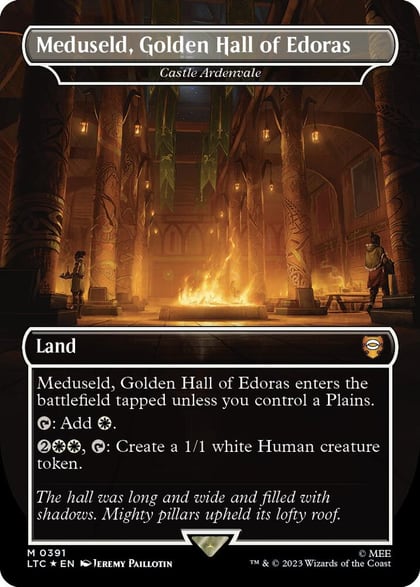 Meduseld, Golden Hall of Edoras - Castle Ardenvale (Borderless) (Surge Foil), Commander: The Lord of the Rings: Tales of Middle-earth 391