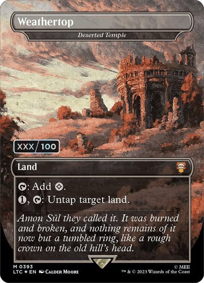 Weathertop - Deserted Temple (Borderless) (Serial Numbered), Commander: The Lord of the Rings: Tales of Middle-earth 393