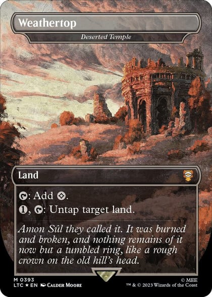 Weathertop - Deserted Temple (Borderless) (Surge Foil), Commander: The Lord of the Rings: Tales of Middle-earth 393