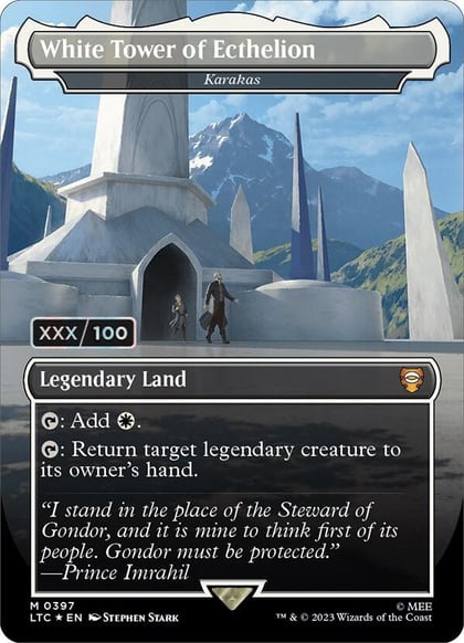 White Tower of Ecthelion - Karakas (Borderless) (Serial Numbered), Commander: The Lord of the Rings: Tales of Middle-earth 397