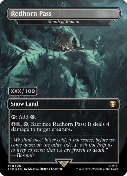 Redhorn Pass - Mouth of Ronom (Borderless) (Serial Numbered), Commander: The Lord of the Rings: Tales of Middle-earth 400