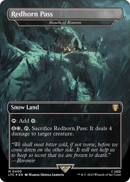 Redhorn Pass - Mouth of Ronom (Borderless) (Surge Foil), Commander: The Lord of the Rings: Tales of Middle-earth 400