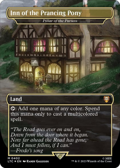 Inn of the Prancing Pony - Pillar of the Paruns (Borderless) (Surge Foil), Commander: The Lord of the Rings: Tales of Middle-earth 402