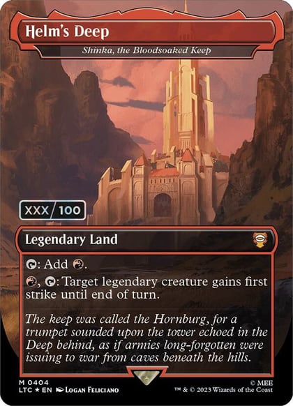 Helm's Deep - Shinka, the Bloodsoaked Keep (Borderless) (Serial Numbered), Commander: The Lord of the Rings: Tales of Middle-earth 404