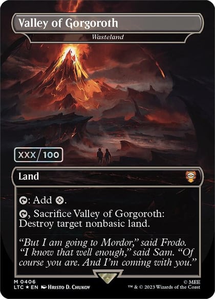 Valley of Gorgoroth - Wasteland (Borderless) (Serial Numbered), Commander: The Lord of the Rings: Tales of Middle-earth 406