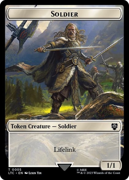 Soldier // Food (0010) Double-Sided Token, Commander: The Lord of the Rings: Tales of Middle-earth 5 // 10