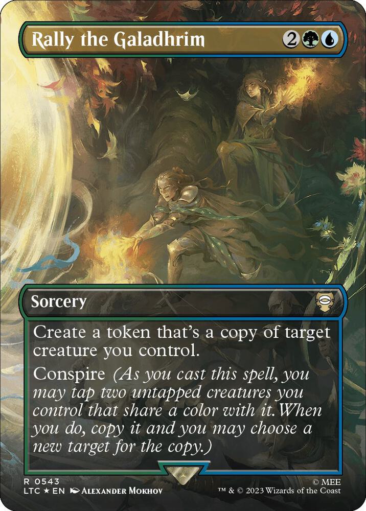 Rally the Galadhrim (Borderless) (Surge Foil), Commander: The Lord of the Rings: Tales of Middle-earth 543