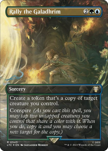 Rally the Galadhrim (Borderless) (Surge Foil), Commander: The Lord of the Rings: Tales of Middle-earth 543