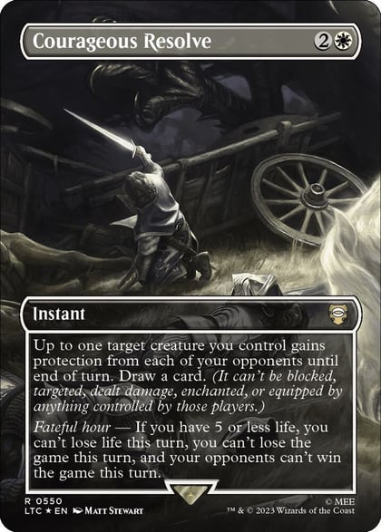 Courageous Resolve (Borderless) (Surge Foil), Commander: The Lord of the Rings: Tales of Middle-earth 550