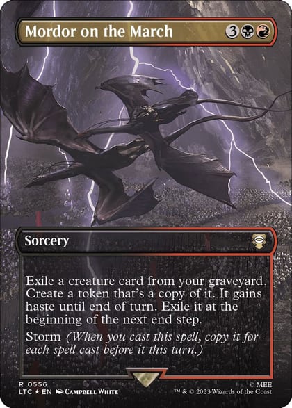 Mordor on the March (Borderless) (Surge Foil), Commander: The Lord of the Rings: Tales of Middle-earth 556