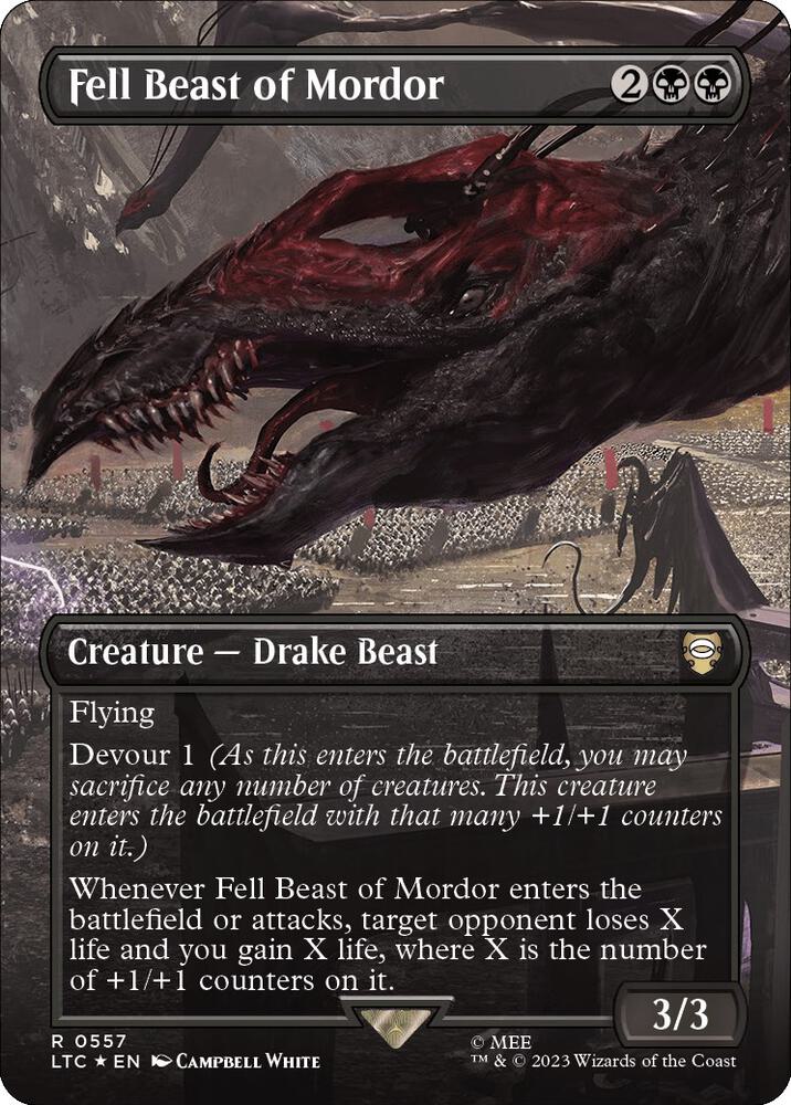 Fell Beast of Mordor (Borderless) (Surge Foil), Commander: The Lord of the Rings: Tales of Middle-earth 557