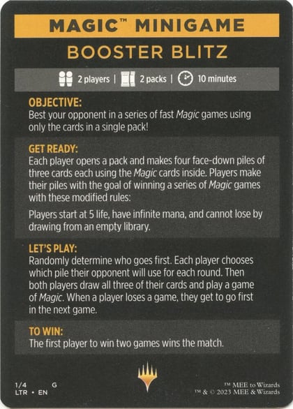 Magic Minigame: Booster Blitz, Universes Beyond: The Lord of the Rings: Tales of Middle-earth 1