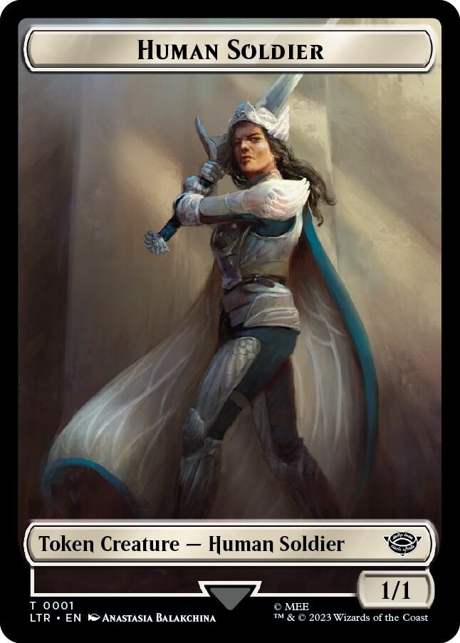 Human Soldier (0001) // Food (0010) Double-Sided Token, Universes Beyond: The Lord of the Rings: Tales of Middle-earth 1 // 10
