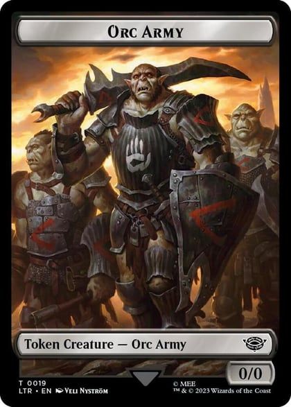 Orc Army (0019) // Food (0023) Double-Sided Token (Surge Foil), Universes Beyond: The Lord of the Rings: Tales of Middle-earth 19 // 23